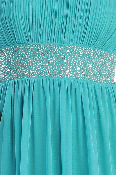 CLEARANCE - Celavie 2095L Long Black One Shoulder Gown Chiffon Empire (Size M)