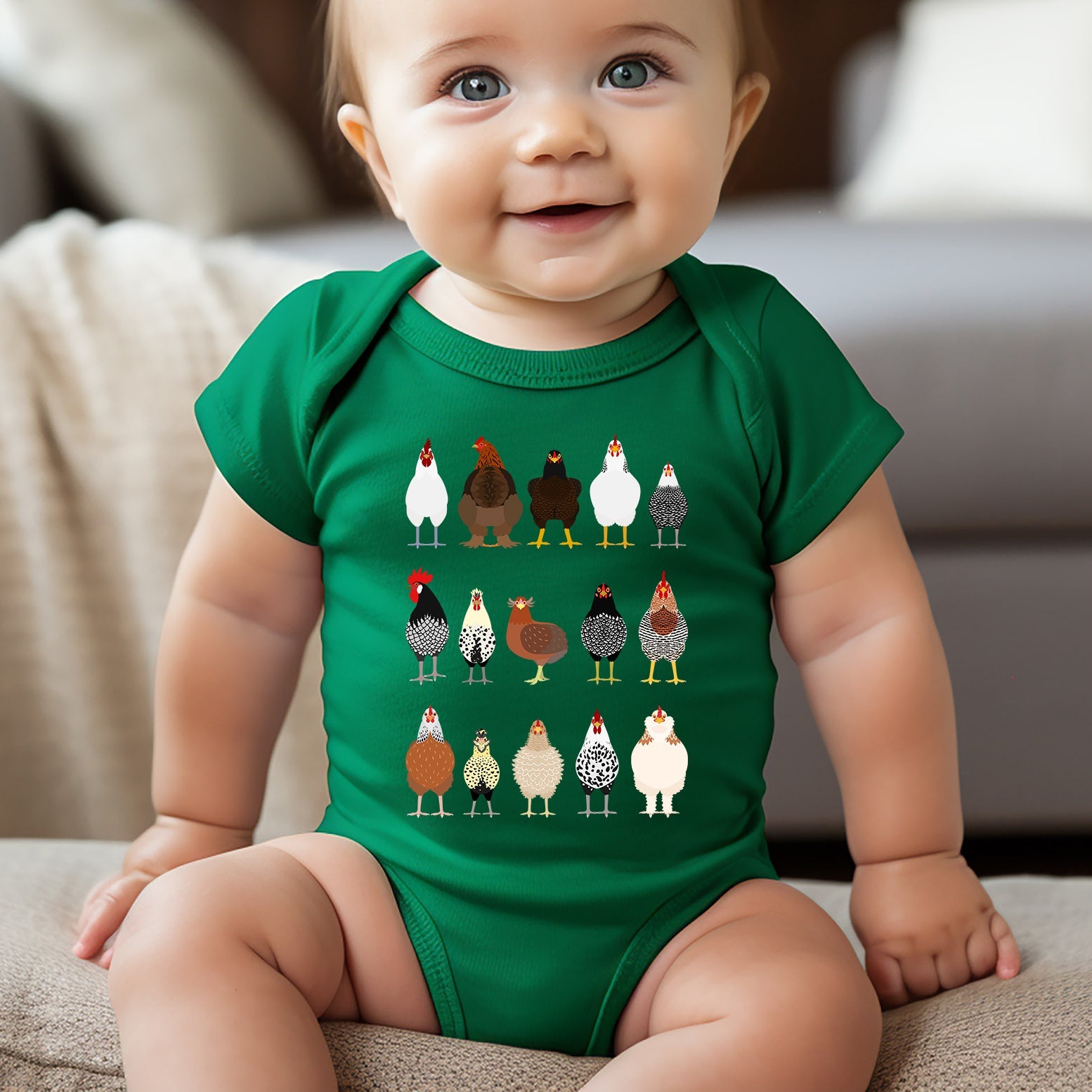 Chicken Lovers Farmyard Birds Illustration Featuring Hen Breeds For Kids And Infants Comfort Colors Tee