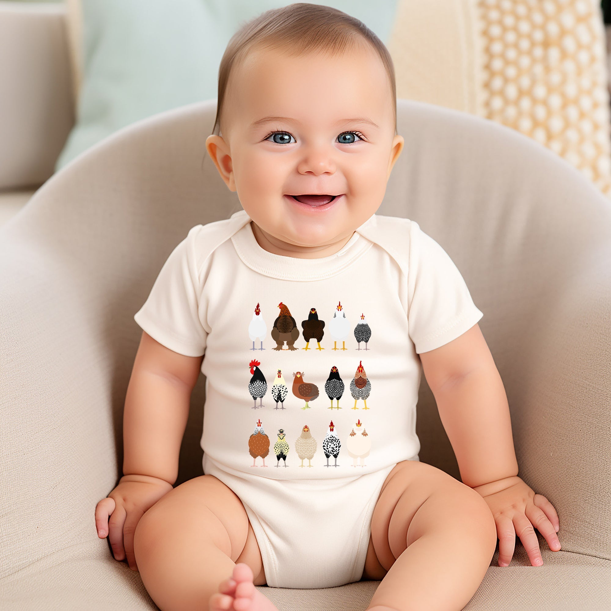 Chicken Lovers Farmyard Birds Illustration Featuring Hen Breeds For Kids And Infants Comfort Colors Tee