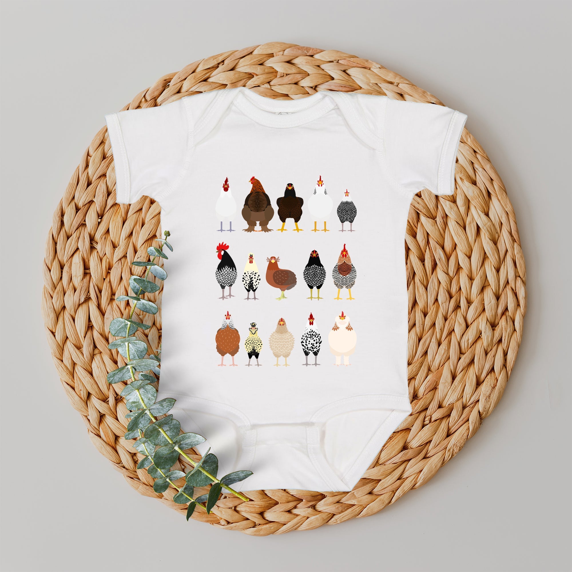 Chicken Lovers Farmyard Birds Illustration Featuring Hen Breeds For Kids And Infants Comfort Colors Tee