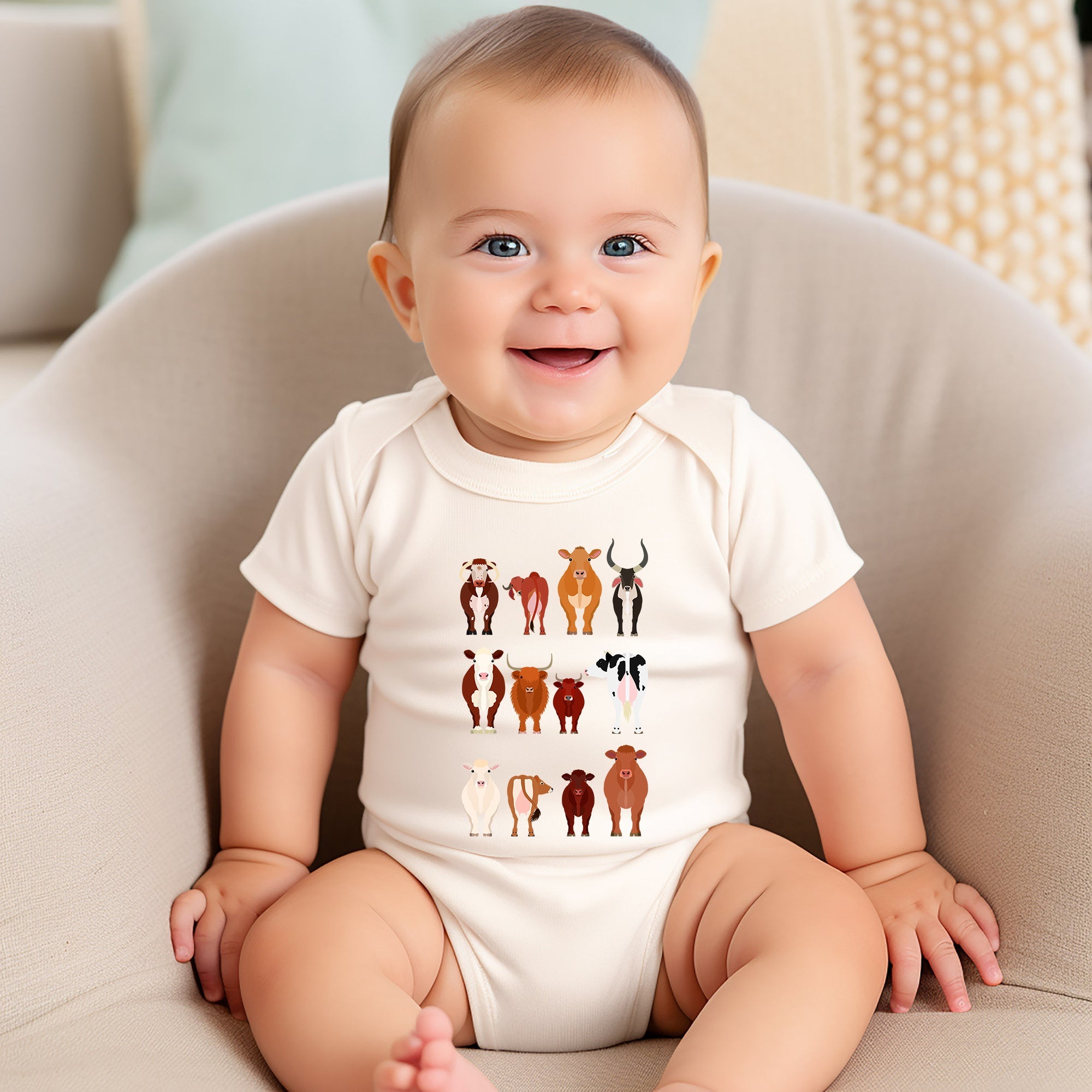 Cow Lovers Farm Animal Illustration Breeds For Kids And Toddlers Comfort Colors Tee