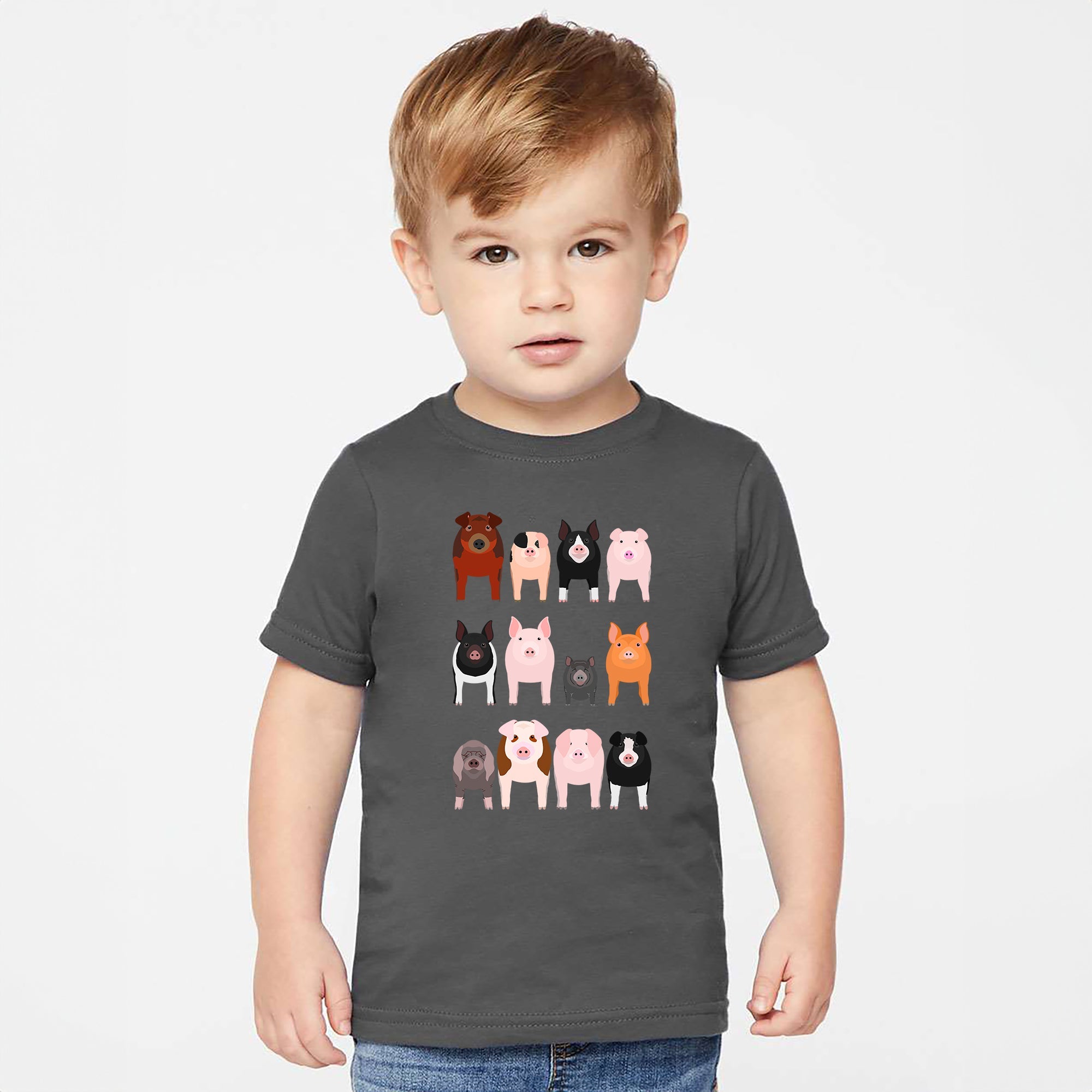 Pig Lovers Farm Animal Illustration Breeds Portraits Collection Comfort Colors Tee