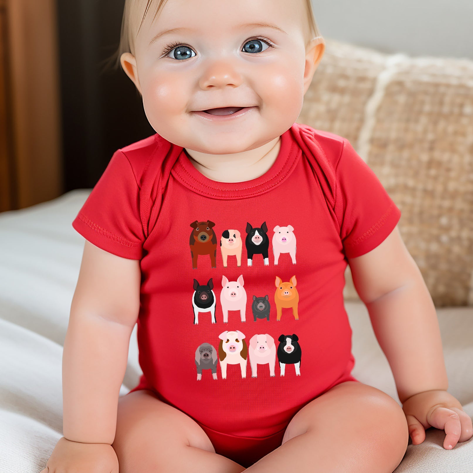 Pig Lovers Farm Animal Illustration Breeds Portraits Collection Comfort Colors Tee