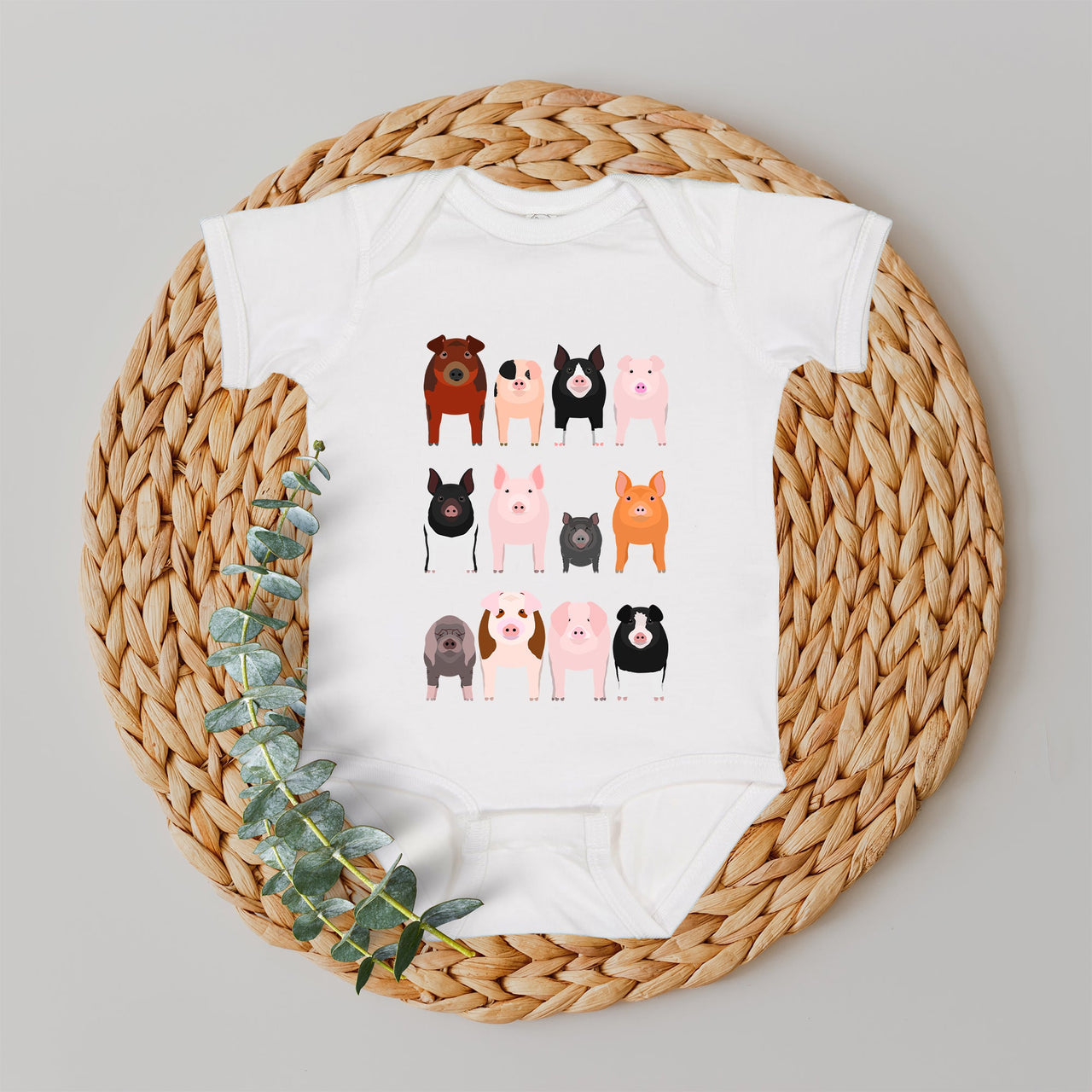 Pig Lovers Farm Animal Illustration Breeds Portraits Collection Comfort Colors Tee