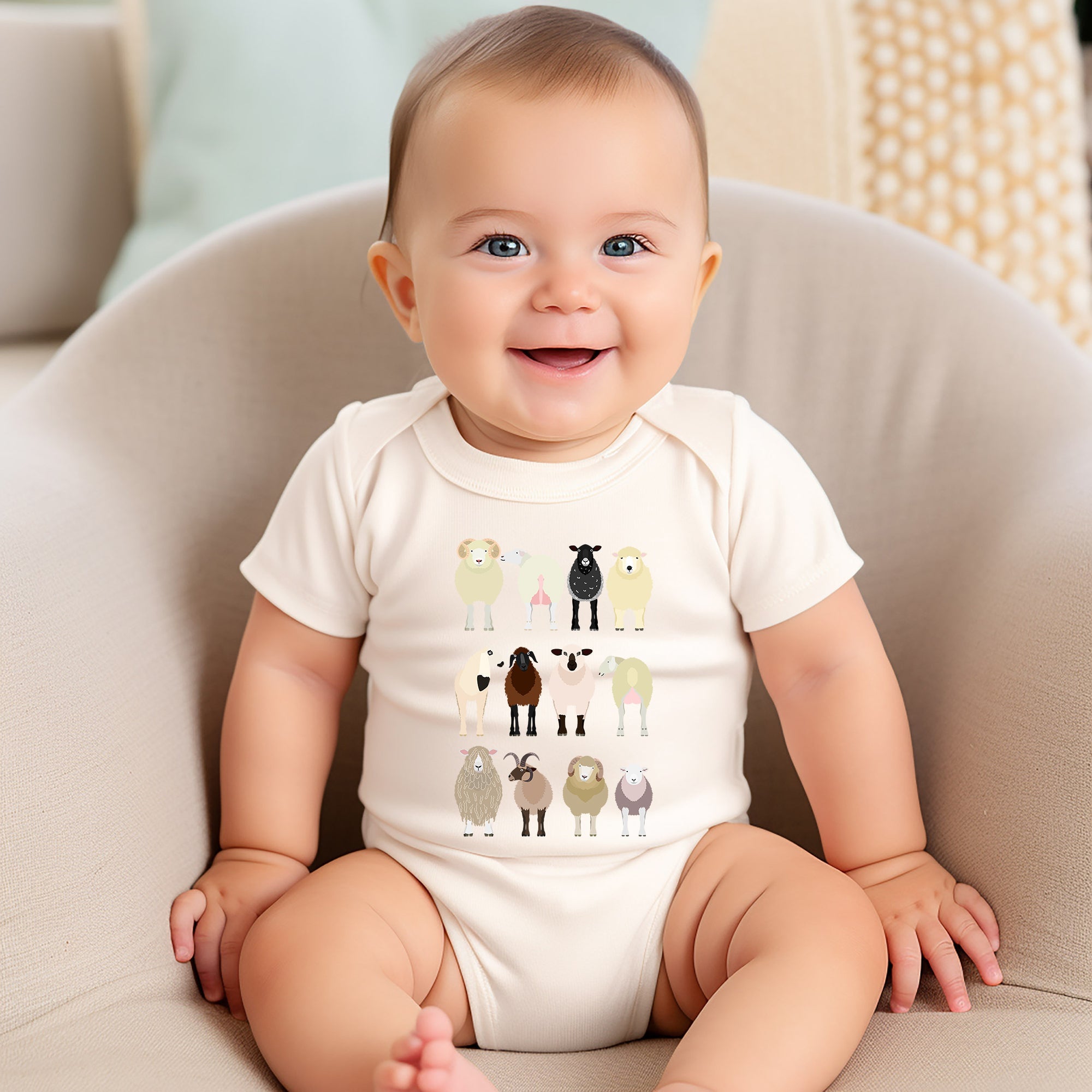 Sheep Lovers Farm Animal Illustration Breeds Featuring Playful Lamb Portraits For Kids Youth Comfort Colors Tee