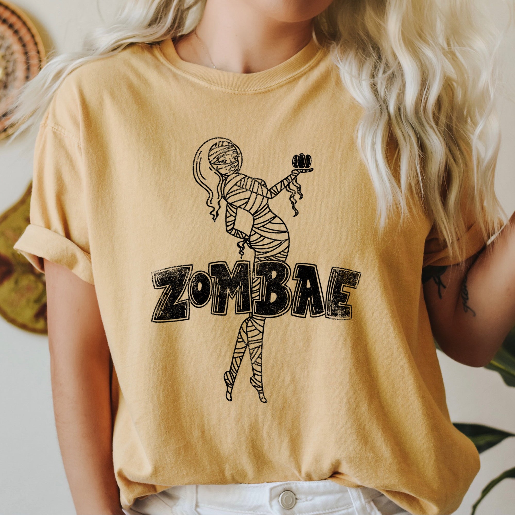 Zombae Retro Halloween Zombie Night Edition Deluxe Premium Heavyweight Comfort Colors Tee