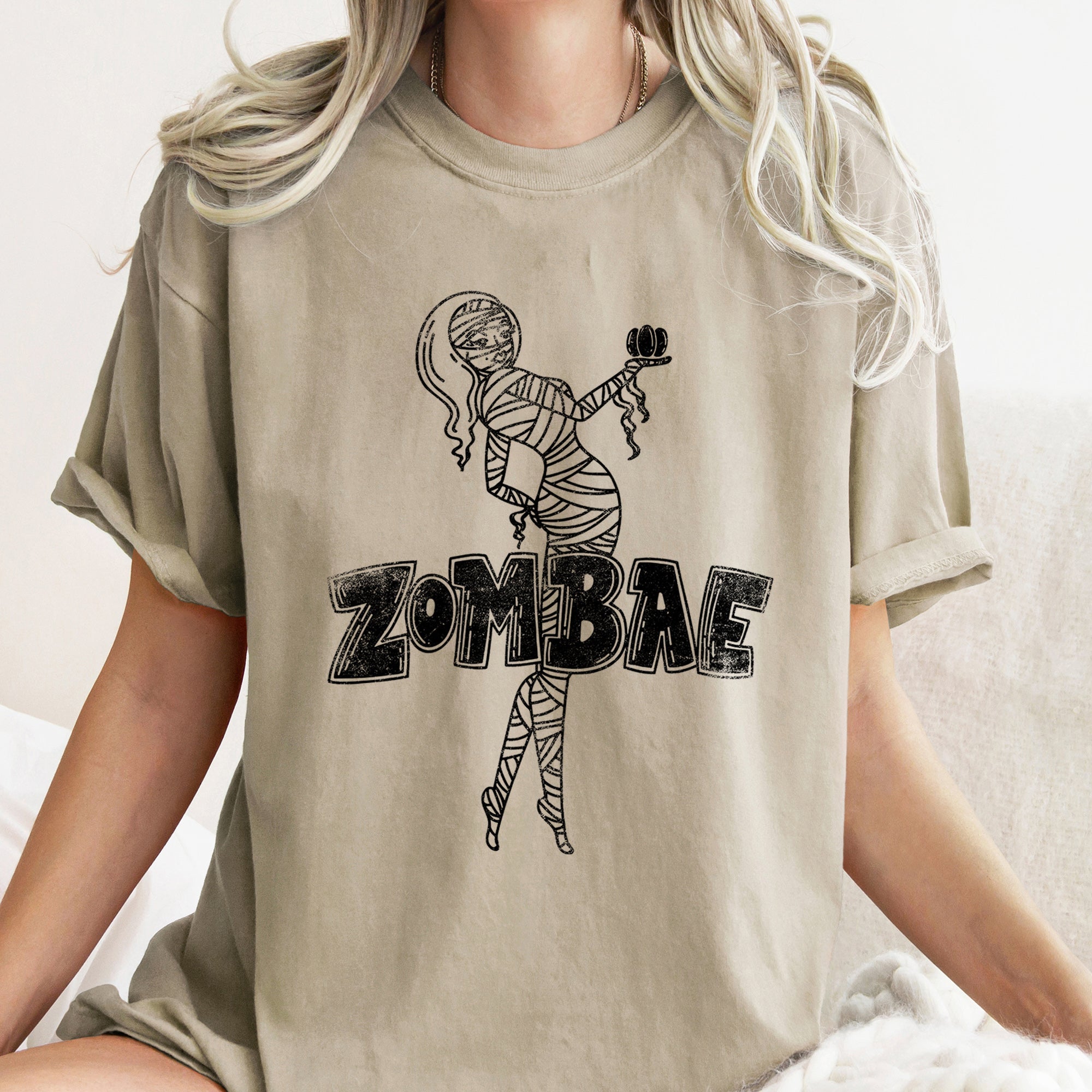 Zombae Retro Halloween Zombie Night Edition Deluxe Premium Heavyweight Comfort Colors Tee