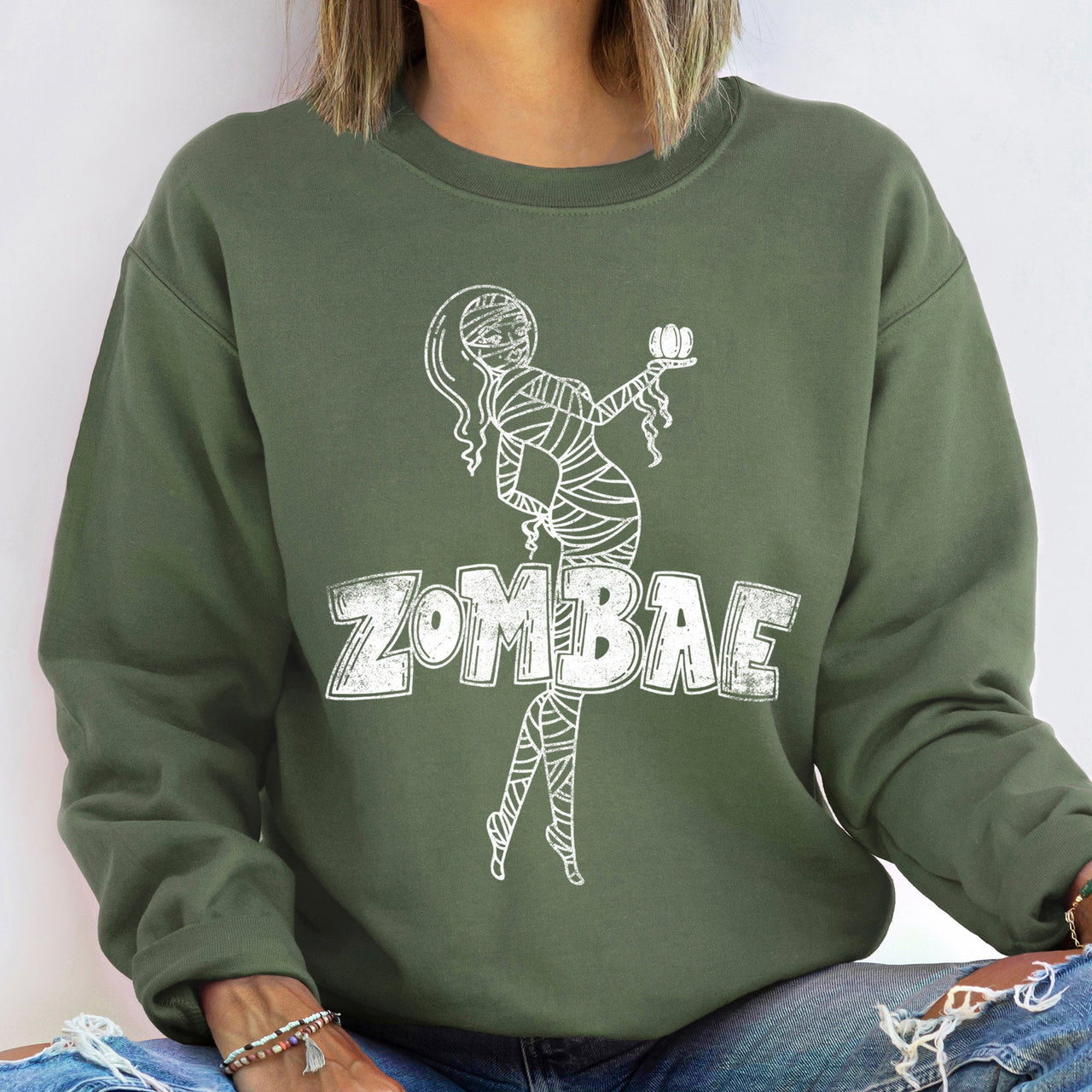 Zombae Halloween Night Parade Of Spooky Fun And Candy Corn Ghouls For Cozy Fall Nights Sweatshirt